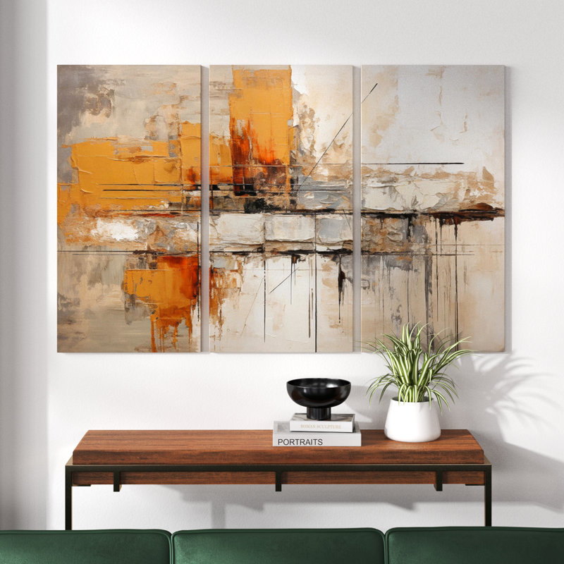 " Orange Impressions II " 3 - Pieces, 40" H x 60" W x 1" D