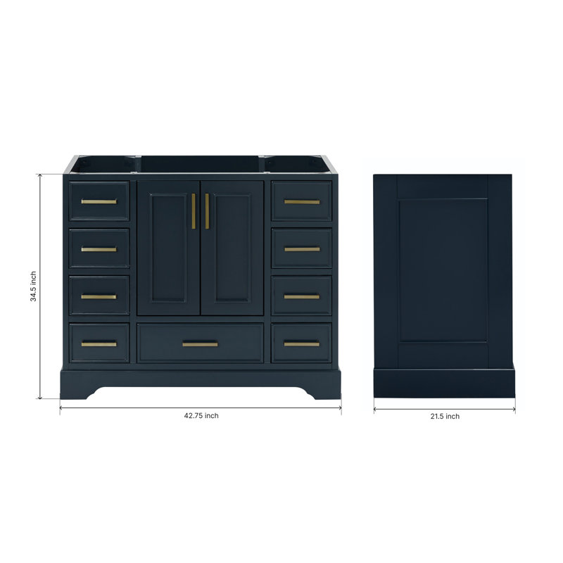 Stafford 42.75'' W Single Bathroom Vanity Base, Midnight Blue