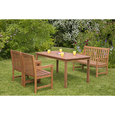 Adabpreet 4 - Person Wood Patio Dining Set with Rectangular Table