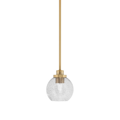 Odyssey Stem Hung Mini Pendant Shown In New Age Brass Finish With 5.75" Glass