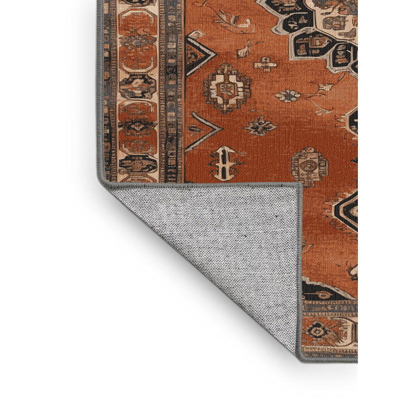 Tapis brun lavable à la machine, Rond 5 pi
