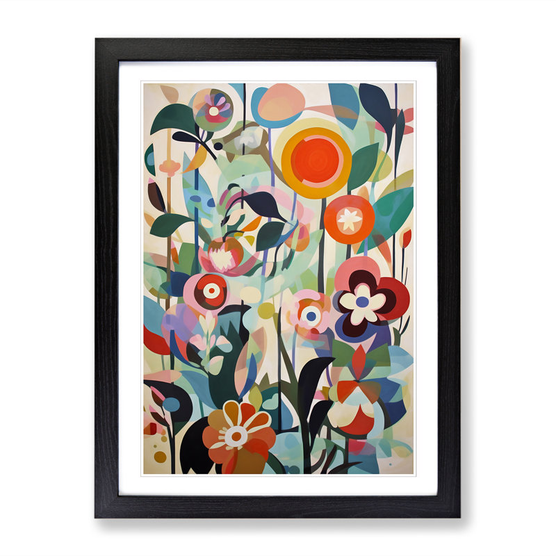 FRM-V0523-959X Flowers Orphism Vol.1 1 Piece Wall Art, 46cm H x 34cm W x 2cm D, Black