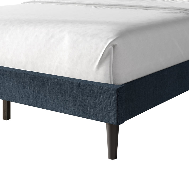 Glam Wingback Platform Bed, Blue, King