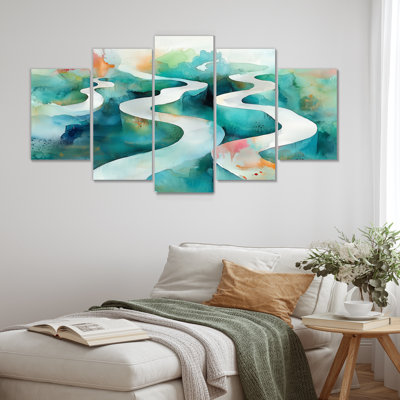 Voies éphémères de formes d'émeraude II - formes abstraites, art mural moderne