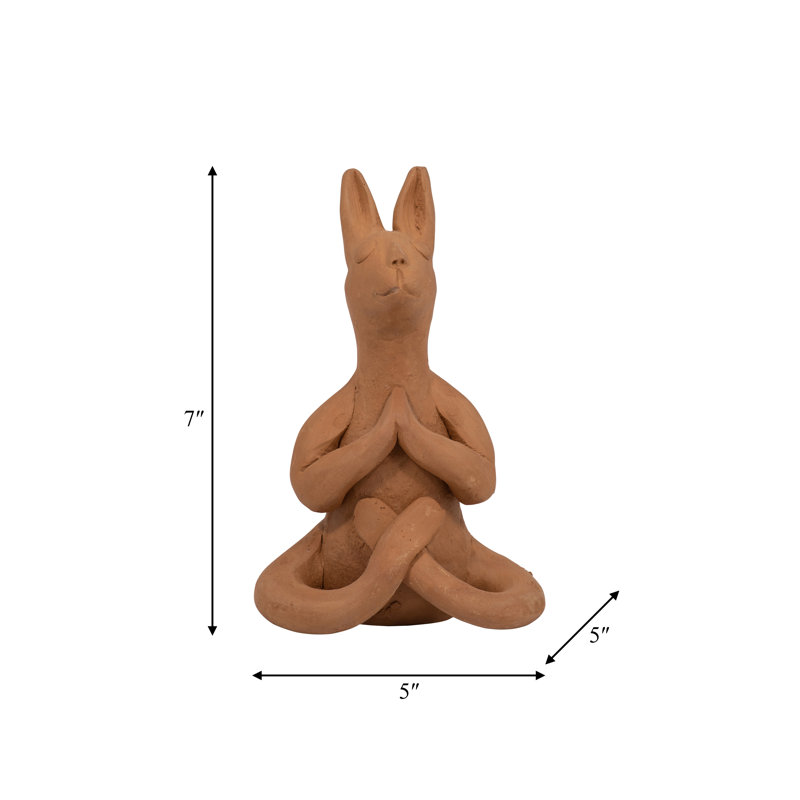 Javarrie Boho Terracotta Pottery Figurine with Meditative Seated Animal Design