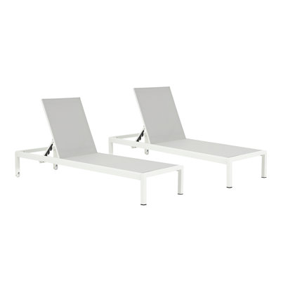 Outdoor Chaise Lounge Chair Set Of 2, Aluminum Adjustable Outside Chair For Pool Patio Beach Yard, All Weather Use Uv Resistant 400Lbs Weight Capacity