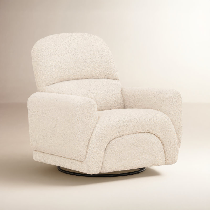 Rainbow Recliner and Swivel Glider, Teddy Loop Almond Sherpa