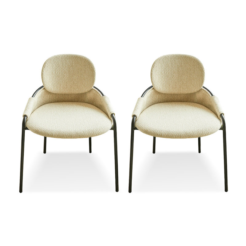 Chaise d'appoint à dossier beige uni (ensemble de 2), Beige