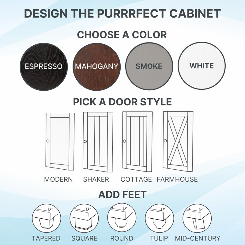 The Refined Litter Box - Wood Cat Litter Box Enclosure Cabinet with Drawer, Modern Style, Espresso, Extra Large
