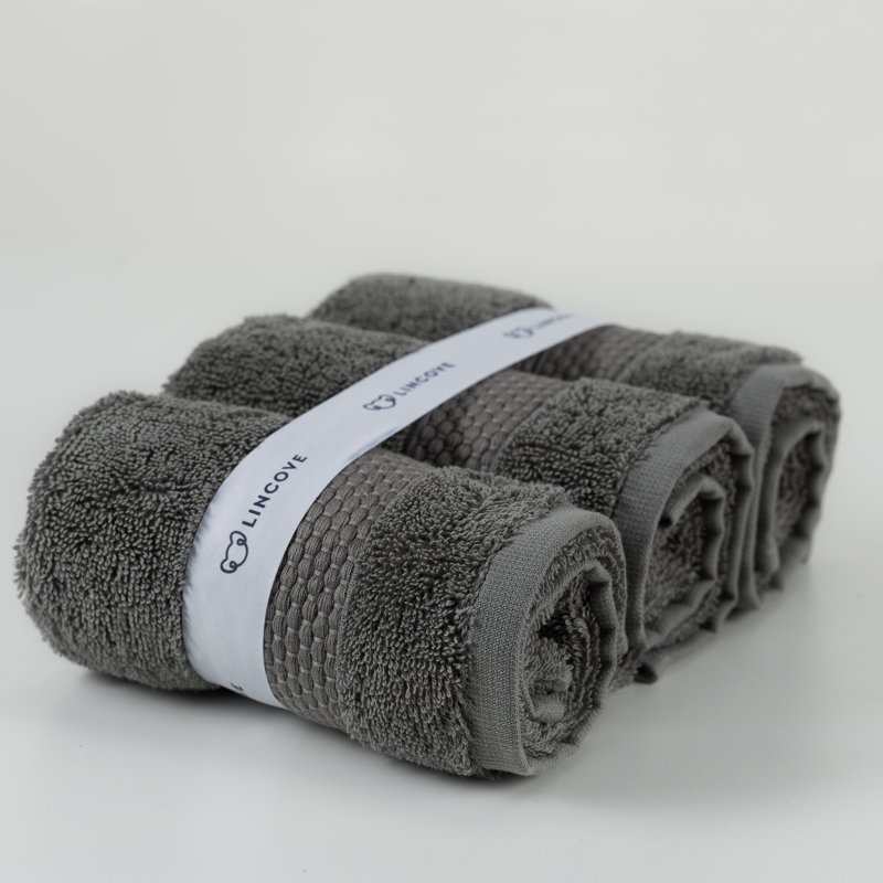 Lincove 100% Turkish Cotton Luxury Face Towels for Bathroom - Highly Absorbent & Eco Friendly, Slate