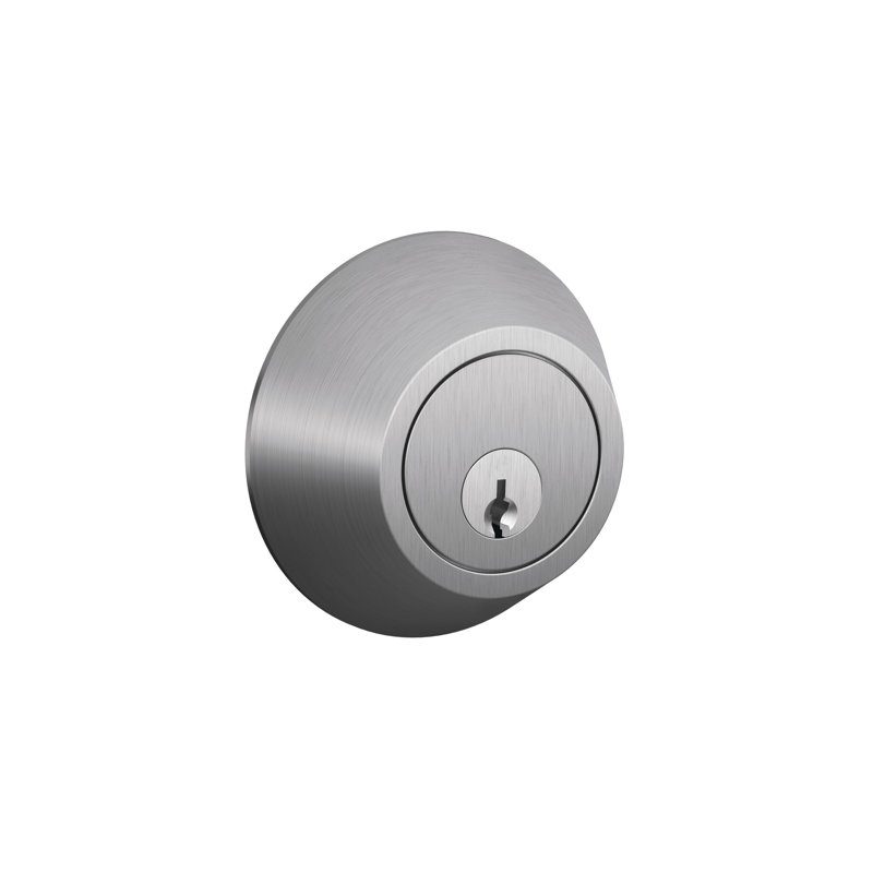 J Series Single Cylinder Deadbolt with Rosette, Satin Chrome, Yes