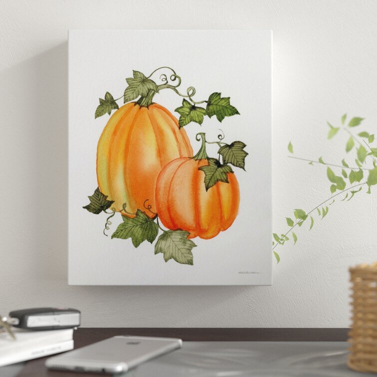 Canvas Painting, Watercolor Pumpkin Print Fall Harvest Art Poster