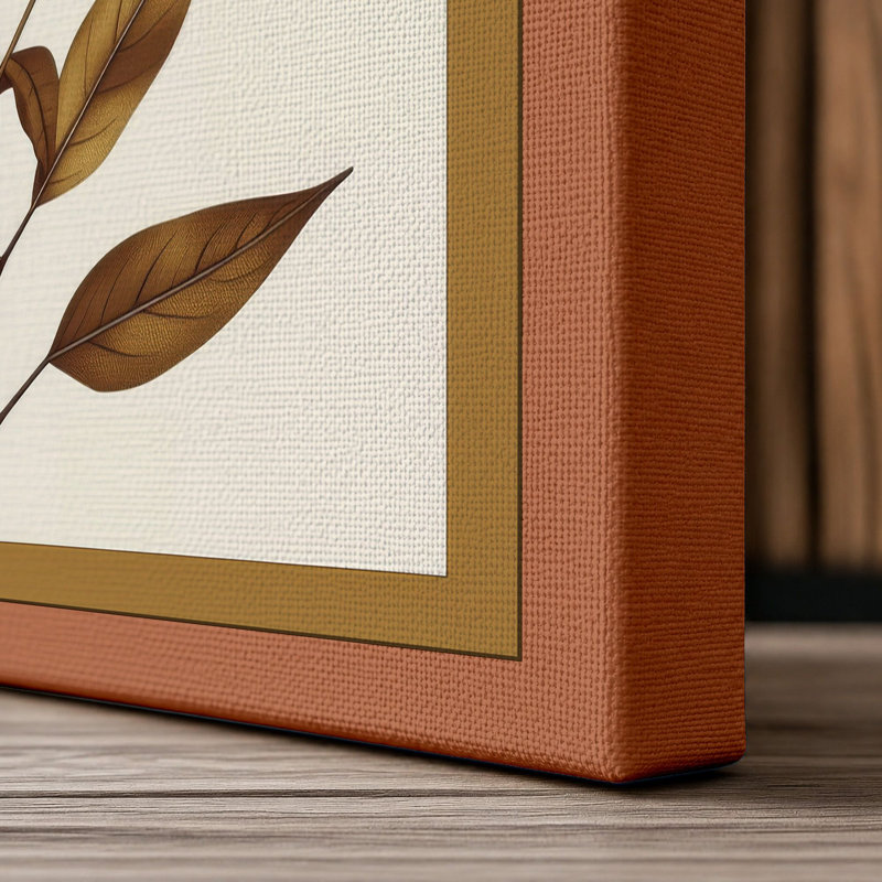 Single Stem Study Botanical - Wrapped Canvas, 30x20 - 76.2 x 50.8 cm, Terracotta Border