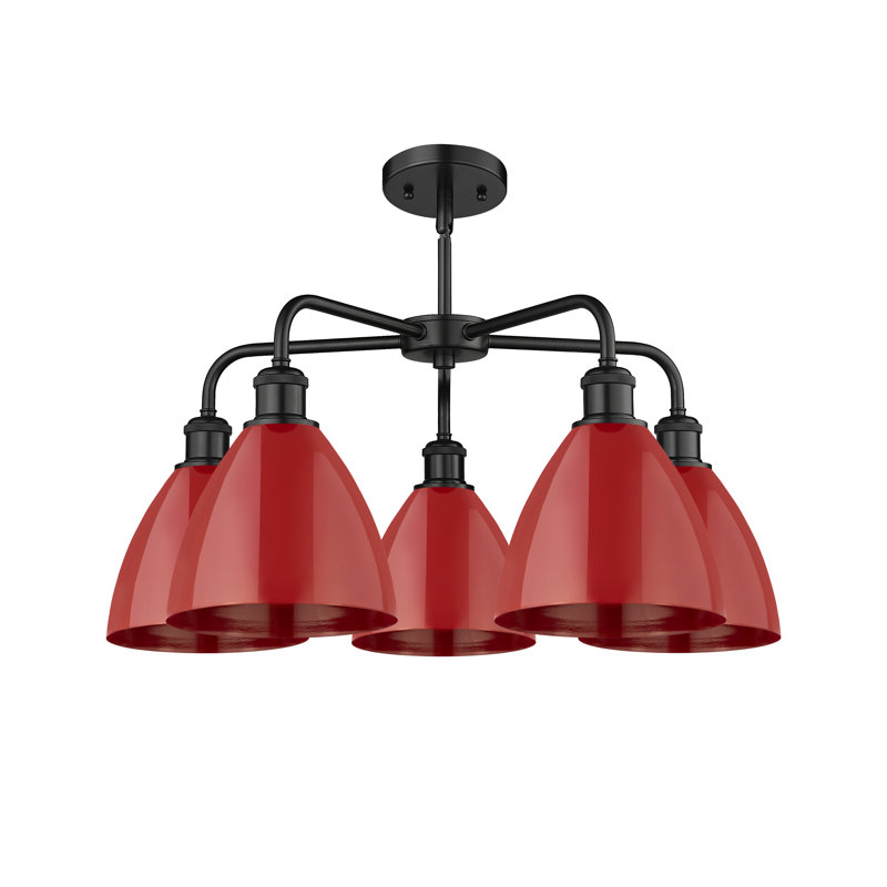 Lustre en dôme à 5 lumières Trickett, Rouge, Noir mat