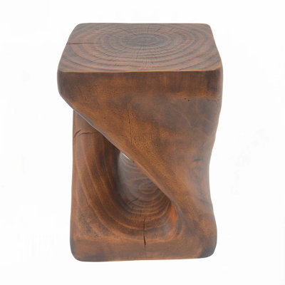 MGO Twist Shape Side Table, Wood-like texture, antique brown Color