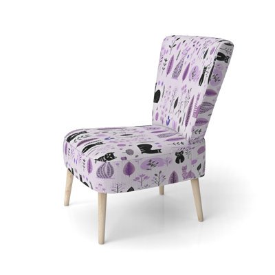 Minimalist Forest Animal Pattern - Upholstered Casual Accent Side Chair