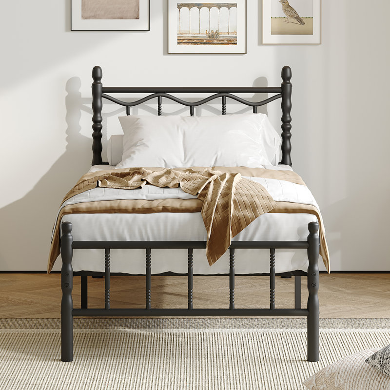 Heavy Duty Metal Bed, Mattress Foundation, No Box Spring Needed, Noise Free, Twin XL