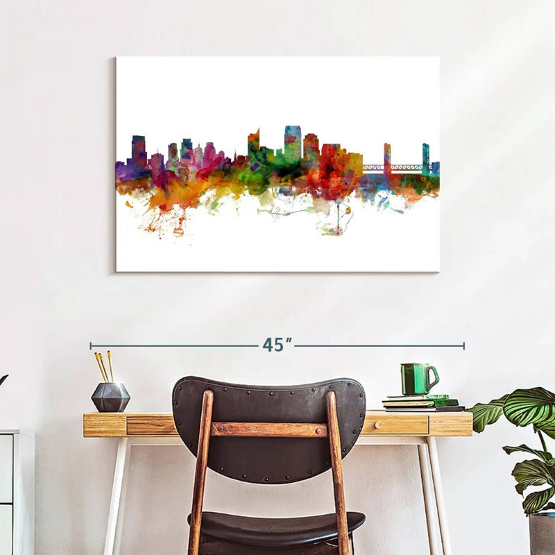 Skyline de Sirci Sacramento, Californie I, H 26 po x l 39 po