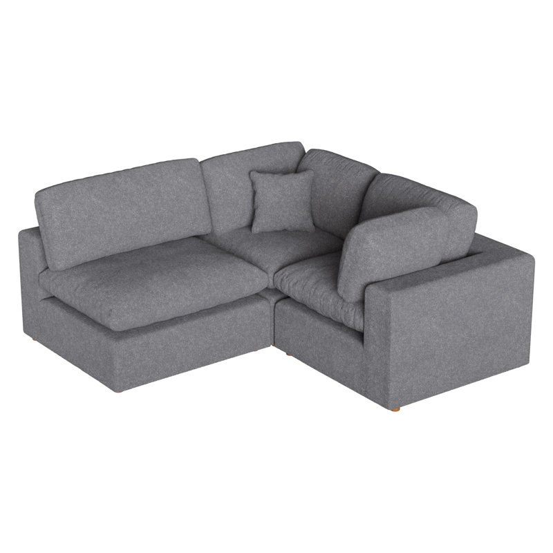 Canapé modulaire rembourré 3 pièces Jossa, Gris chenille