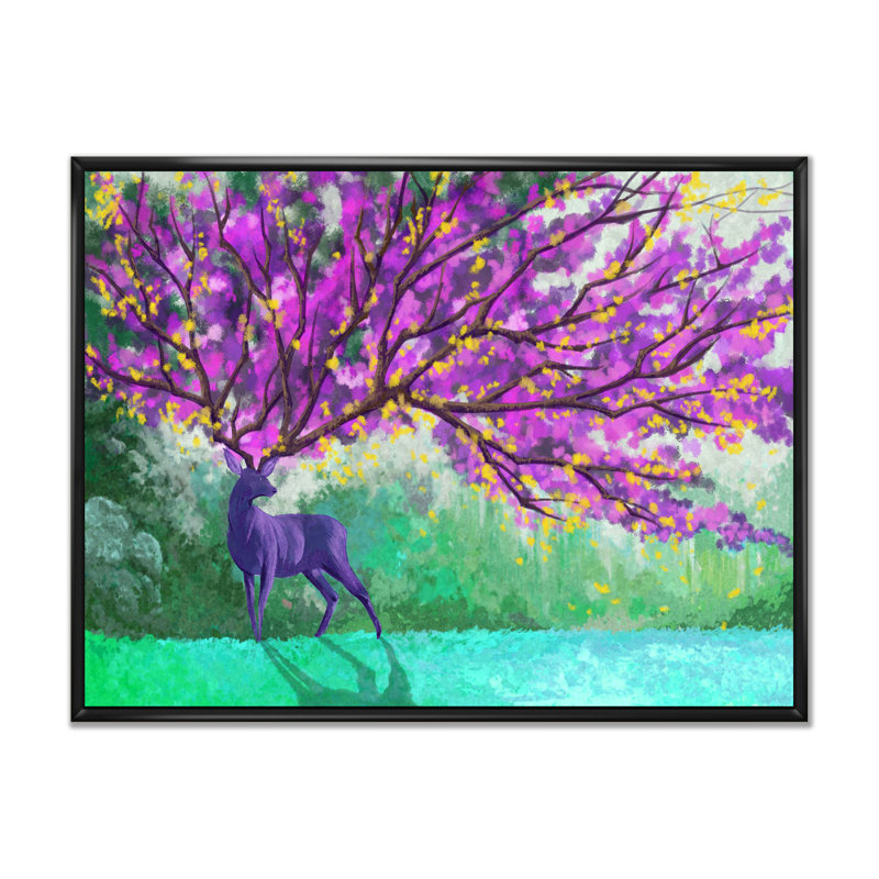 «Mystery Deer Emperor Fantastic», reproduction sur toile flottante, H 12 po x l 20 po x P 1 po, Cadre flottant noir