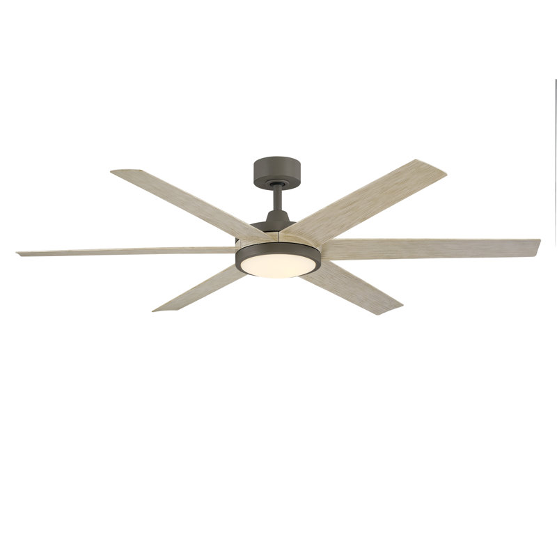  Brawn 64 inch Indoor/Outdoor Ceiling Fan with LED CCT Select Light Kit and Remote Control - Antique Graphite with Light Oak Blades