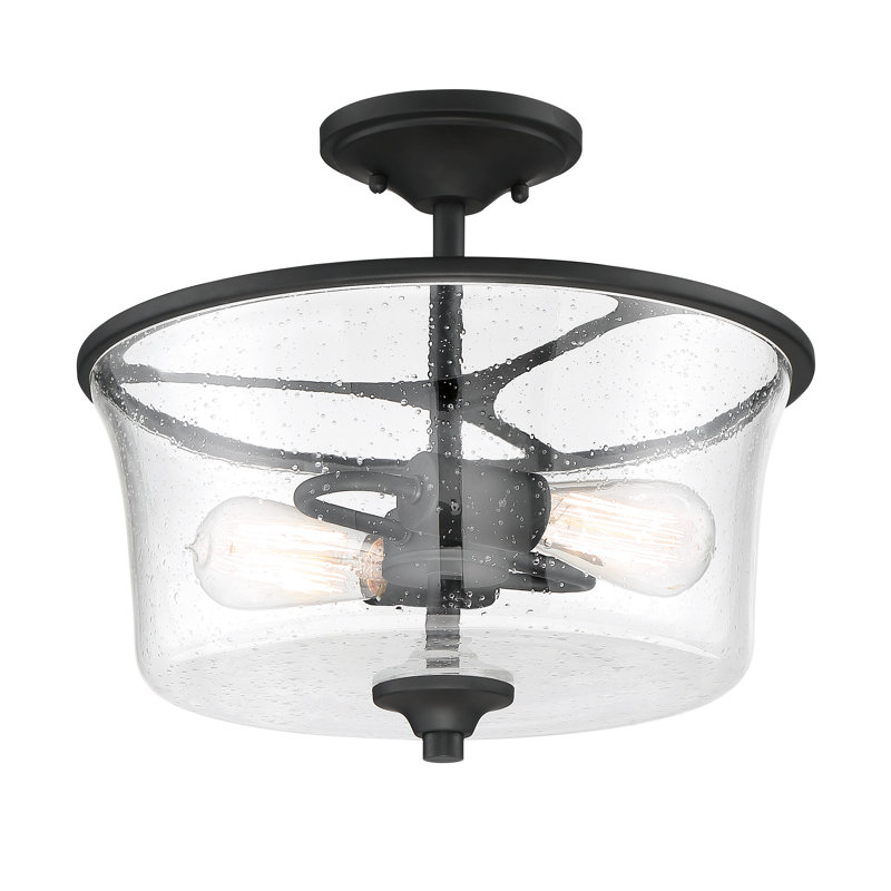 Wiggins 2 - Light Dimmable Drum Chandelier, Clear Seeded, Flat Black