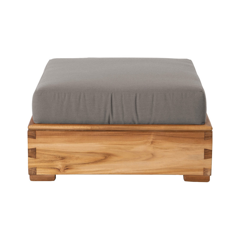 Arrihanna Outdoor Teak Ottoman, Taupe