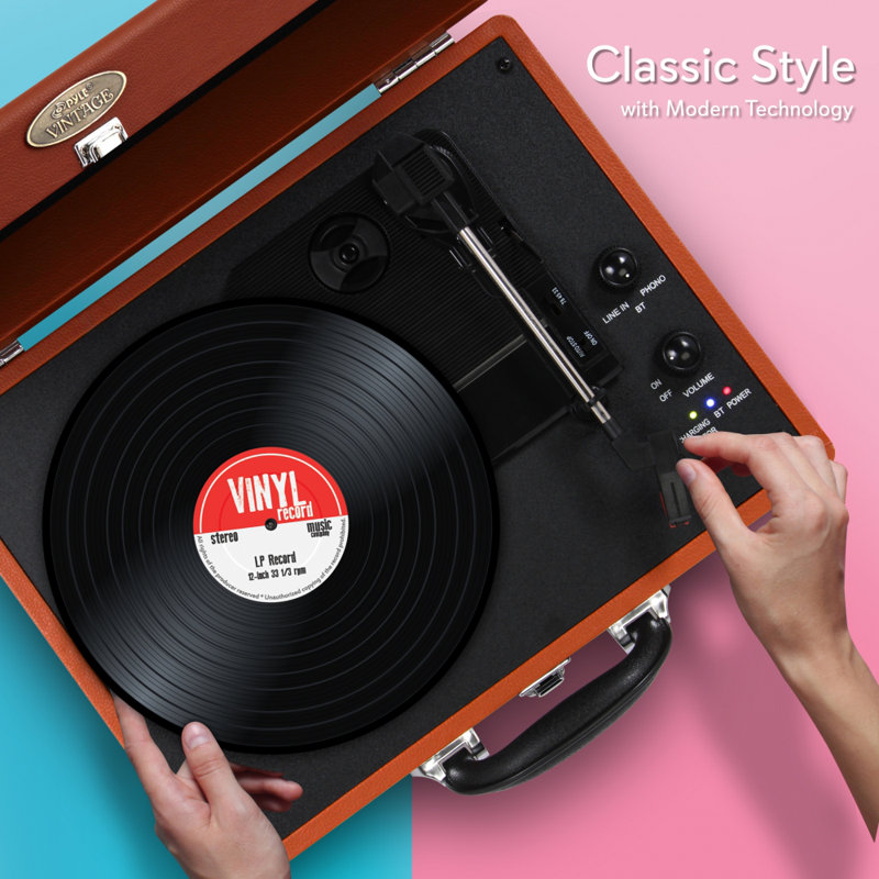 Portable 78 - Speed Turntable Decorative Record Player with Bluetooth