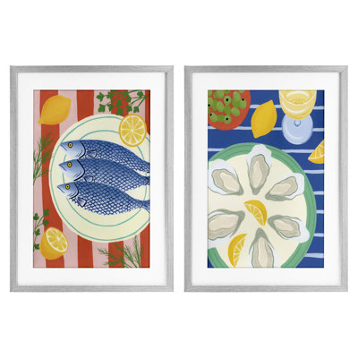 Ensemble de 2 fruits de mer à motif de fruits de mer, impression par Courtney Haley