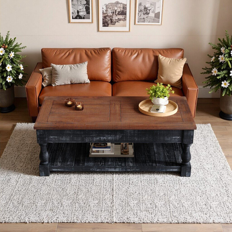 Table basse avec rangement et tablette inférieure pour le salon Retro Lift