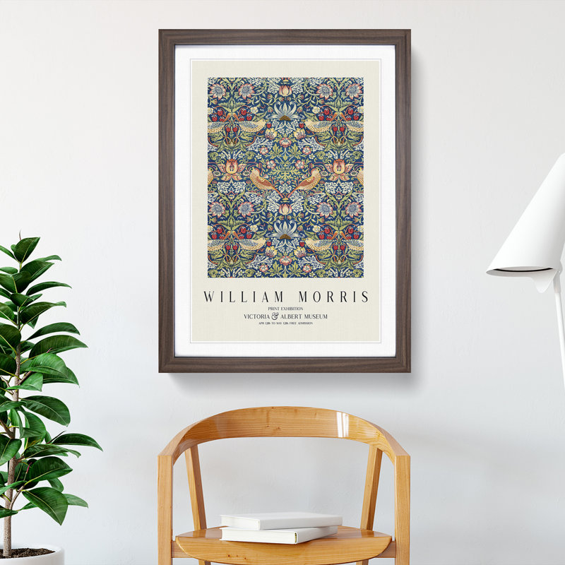 Strawberry Thief Vol.2 by William Morris - Single Picture Frame Print, Walnut Framed, 48cm H x 36cm W x 2cm D