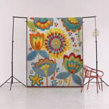 Multi-Colored Abstract Floral and Rose Patterned Modern Decorative Rug