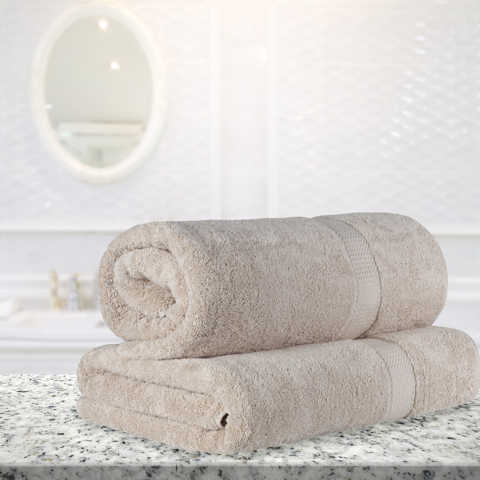 Renata 2-Piece Egyptian Cotton Bath Sheet Set, Stone