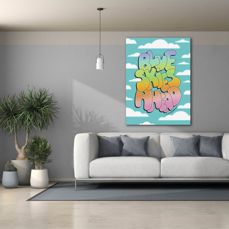 Toile épique Graffiti «Blue Skies Ahead» par Club Daydream, 40 po x 54 po, H 54 po x l 40 po
