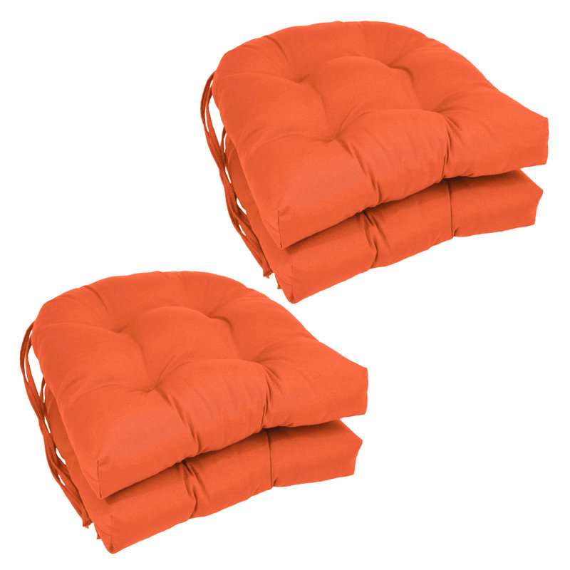 Outdoor 3.5'' Dining Chair Seat Cushion, Tangerine Dream