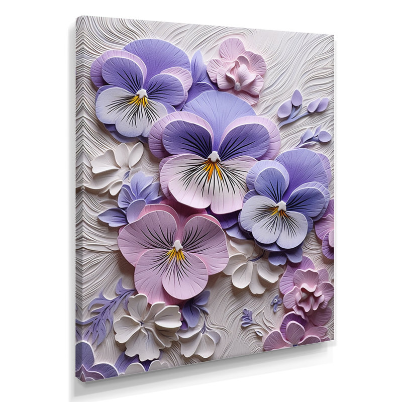 Fleurs - Violet, art mural, salon, H 20 po x l 12 po x P 1 po, Toile tendue