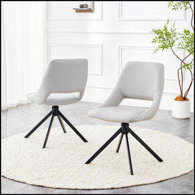 Ensemble de 2 chaises de salle à manger confortables et pivotantes avec dossier haut et cuir résistant aux égratignures, idéales pour les cuisines modernes et les salles à manger