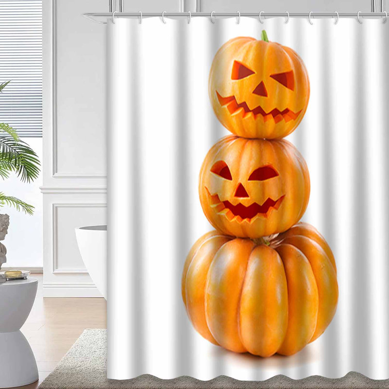 Rideau de douche halloween citrouille d'Halloween avec 12 crochets, L 72 po x l 84 po