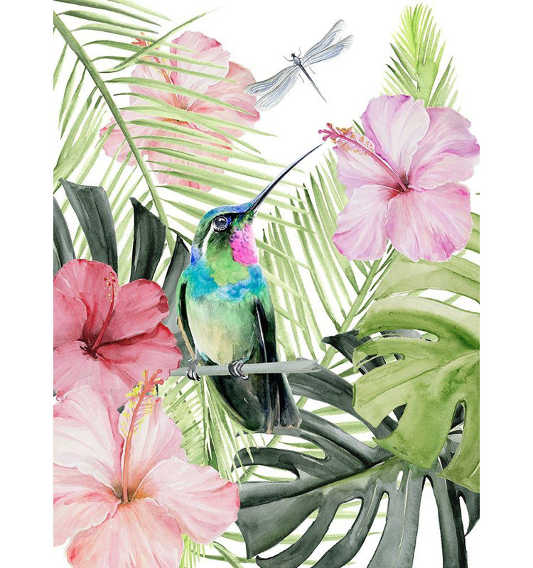 «Bay Hibiscus and Hummingbird II» par Bay Isle Home ™, reproduction d'art sur toile tendue par Parker Paxton Gallery