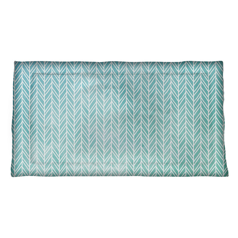 Taie décorative à chevrons Katelyn Elizabeth, Microfibre, Très grand, Bleu / vert