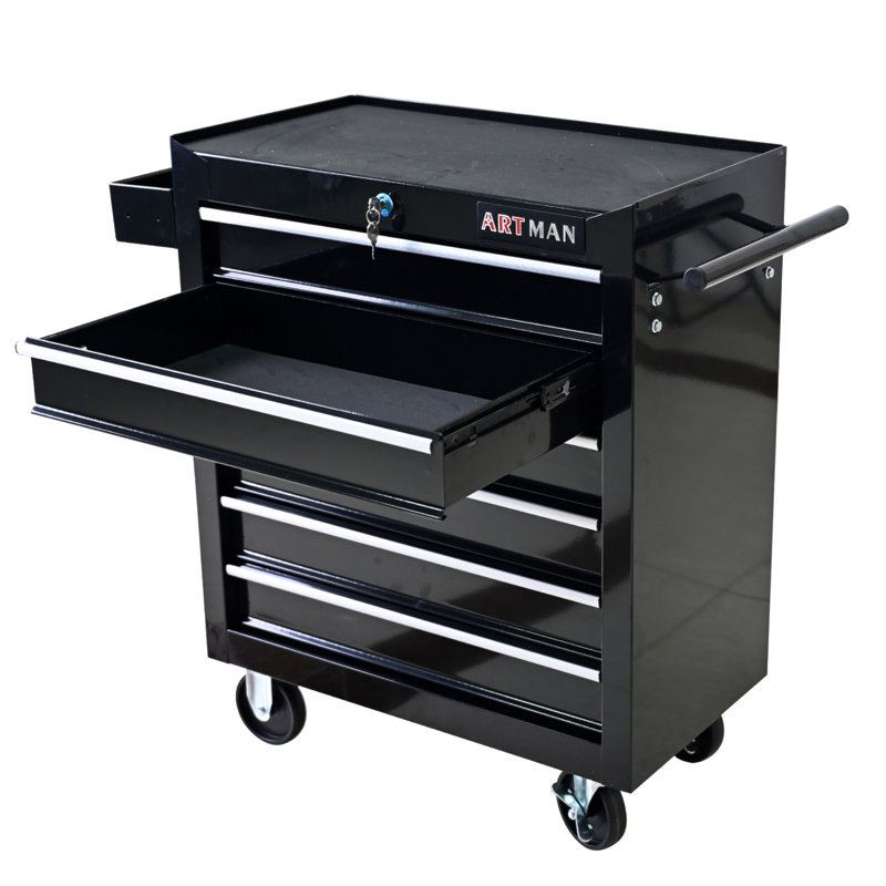 Rolling Tool Chest, 6 Drawer Tool Box With Wheels, Heavy Duty Industrial Service Cart Storage Organizer With Locking System, Rolling Tool Box Organizer Tool Case For Garage, Repair Shop