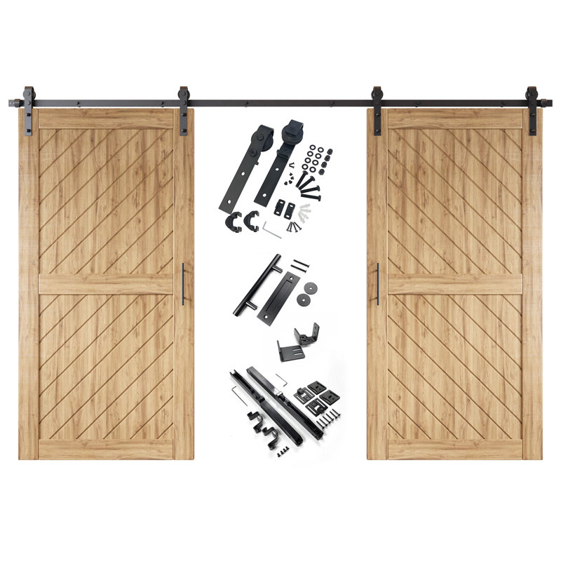 Portes de grange doubles non assemblées et finies à conception inclinée 30 po x 80 po Homquer Homacer, 30" X 80"