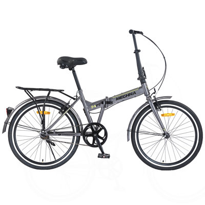 Vélo pliant de 24 pouces pour adultes avec garde-boue, vélo de ville portatif à une vitesse avec cadre en acier, vélo compact portable à double frein en V pour hommes et femmes