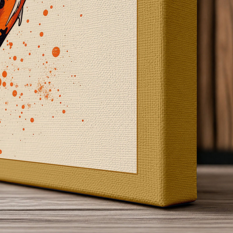 Koi in Motion Japandi - Wrapped Canvas, 24x16 - 61.0 x 40.6 cm, Ochre Border