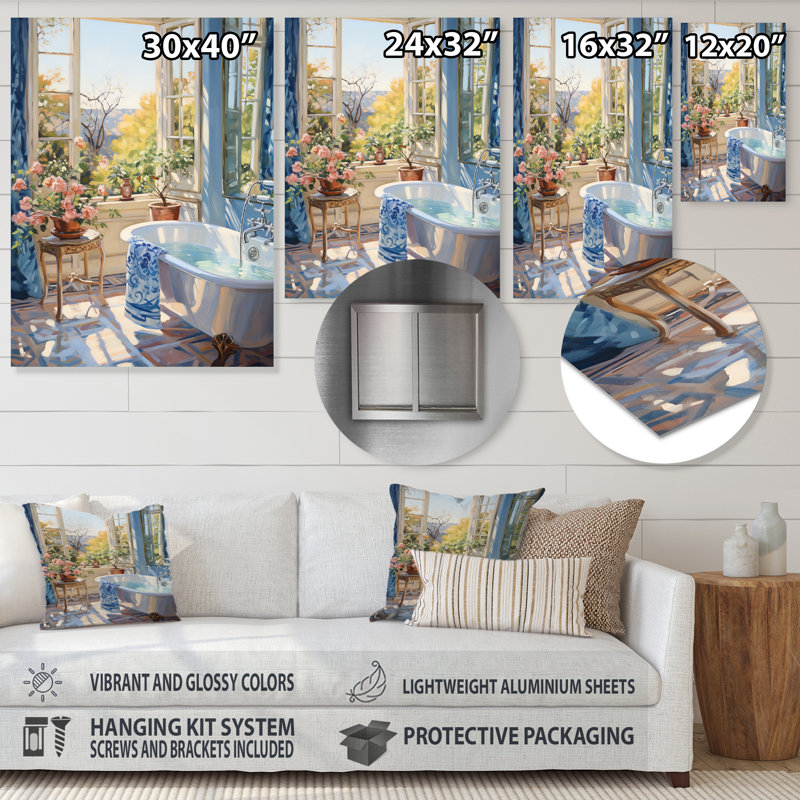 Bathroom Serenity Vi - Bathroom Metal Wall Art, 40" H x 30" W x 1.5" D