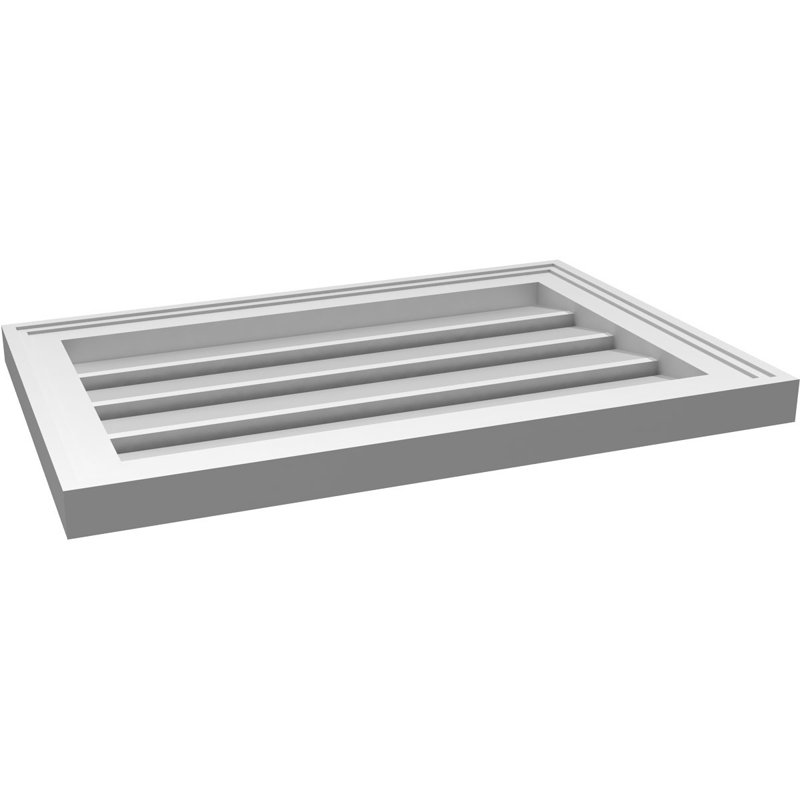 Évent à pignon fonctionnel en uréthane rectangulaire à fixation en surface, brun clair apprêté, H 16 po x l 24 po x P 1,5 po