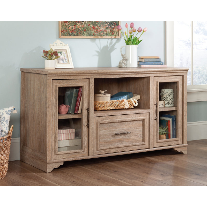 Brushed Oak 54" Wood Credenza with Drawer and Filing Cabinet