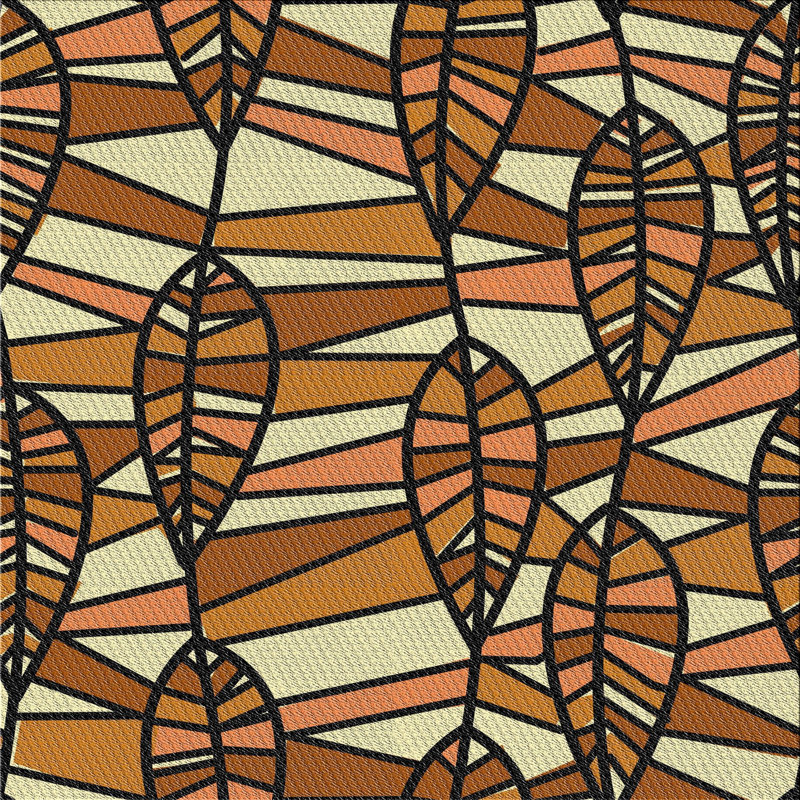 Tapis brun / beige / orange Power Loom, Carré 6 pi
