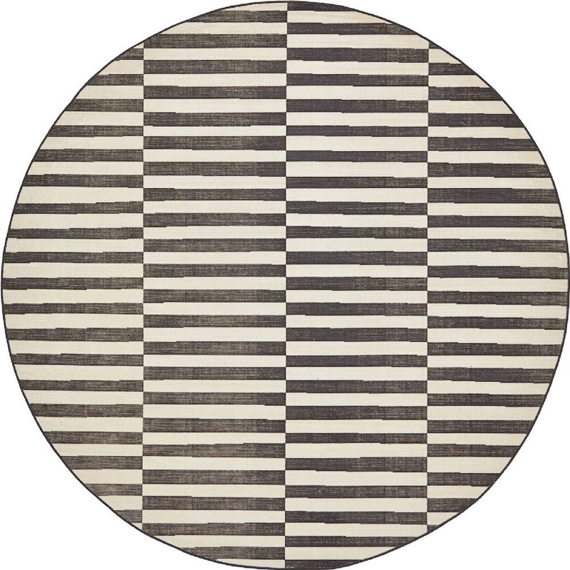Arzilla Striped Area Rug, Runner 2'9" x 9'10", Black
