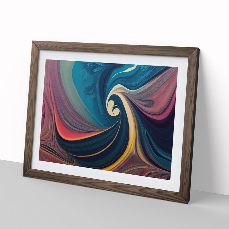 Abstract Marbling Art Vol.2 - Framed Print, 34cm H x 46cm W x 2cm D, Walnut